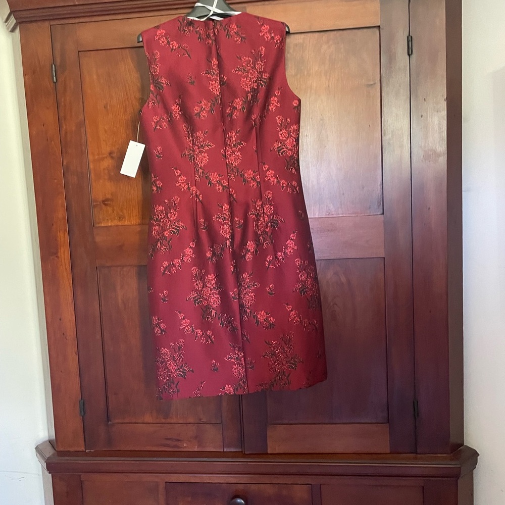 Tahari and Arthur Levine Red Brocade Dress and Jacket NWT! - Picture 4 of 10
